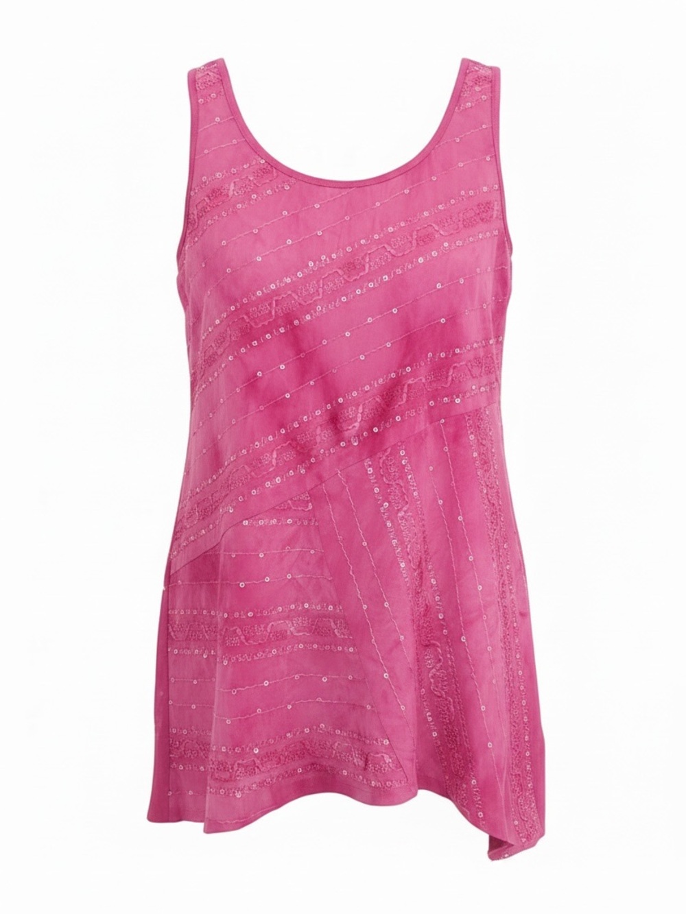 Dress Barn Woman’s Sequined Pink Tunic Tank Top SZ M EUC Bling Festive